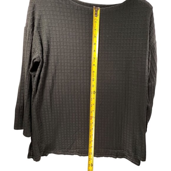 J Jill WearEver Collection Black Waffle Textured Knit 3/4 Sleeve Top Size M - Picture 12 of 12